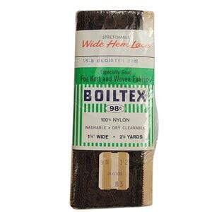 VTG‎ 60s Boiltex Wide Hem Lace 56 B Cloister Brown 1.75" Wide 2.5 Yds Nylon